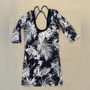 Vintage Hollister Navy and White Cotton Blend Floral Dress/coverup size Medium